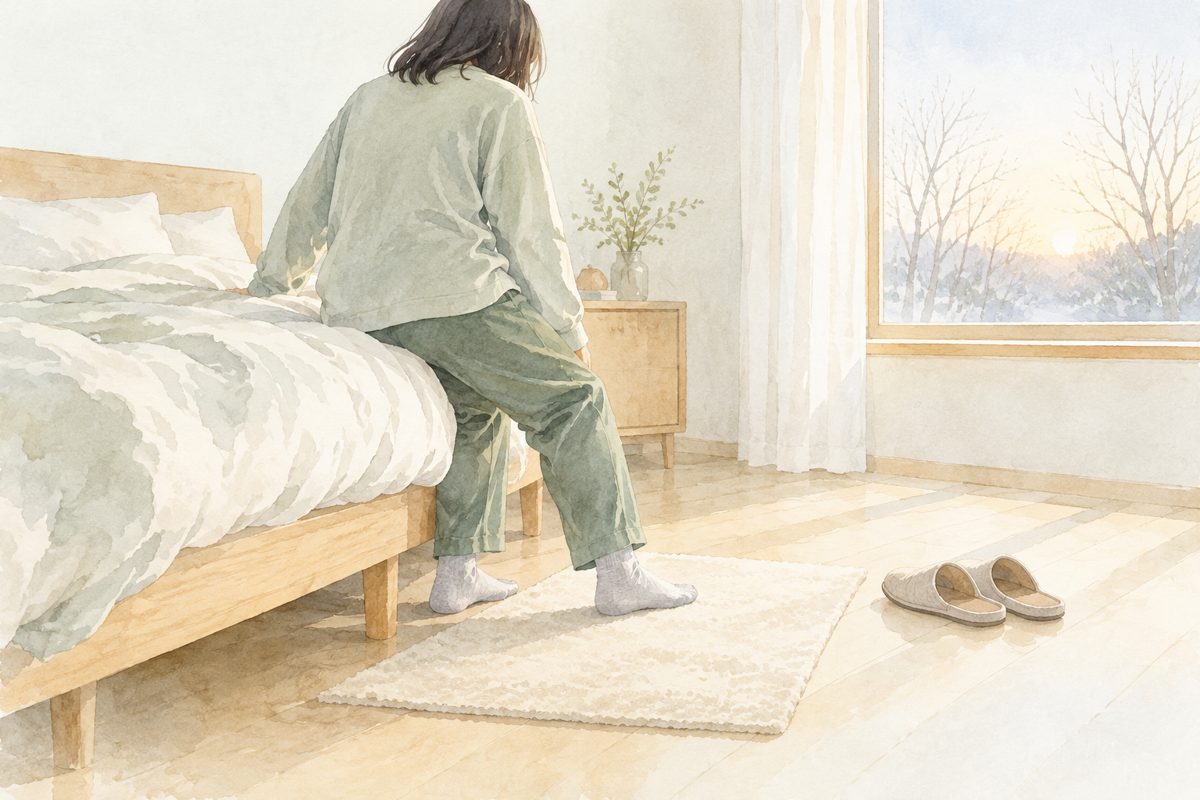 かかとの痛みが朝つらい原因の挿絵(水彩)